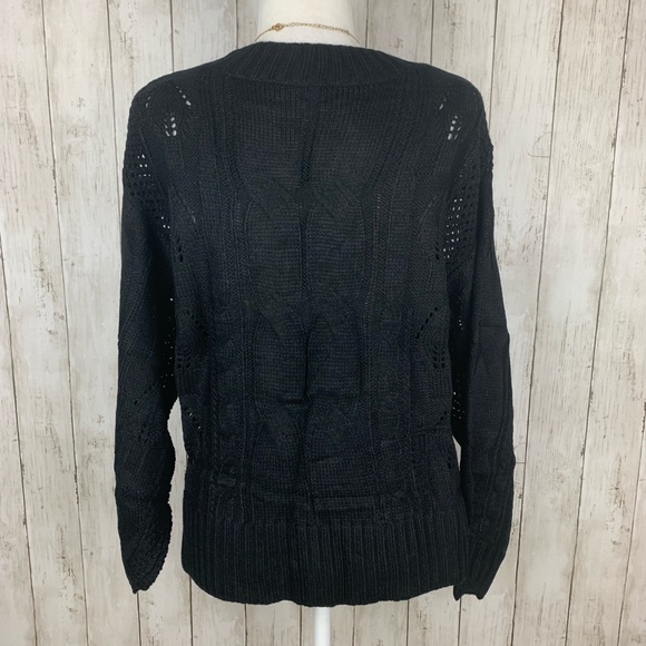 🔥COMFY CHIC🔥Loose Fit Knit Hollow Out Jumper Sweater Black S/M/L NWT - Picture 6 of 7